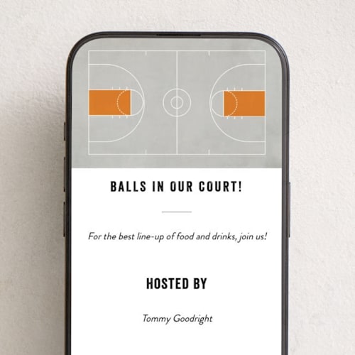 This is a smoke orange online invitations by Jennifer Morehead called full court printing on digital paper in standard