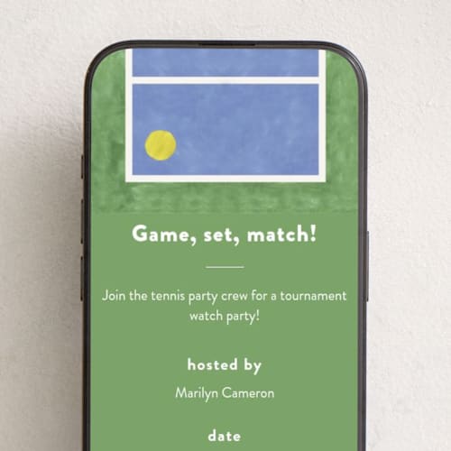 This is a blue deuce online invitations by Alicia Abla called your serve printing on digital paper in standard