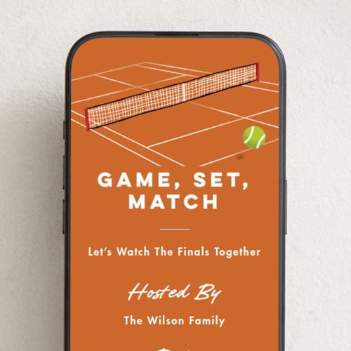 This is a clay online invitations by Becky Nimoy called tennis printing on digital paper in standard