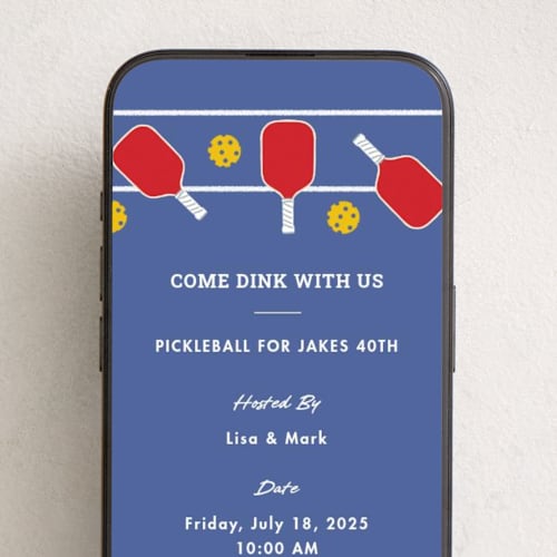 This is a aqua online invitations by Becky Nimoy called dink with us printing on digital paper in standard