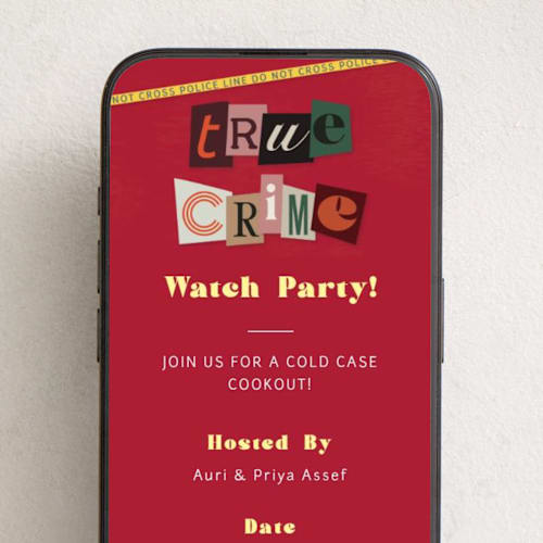 This is a blood online invitations by Deborah Chou called true crime printing on digital paper in standard