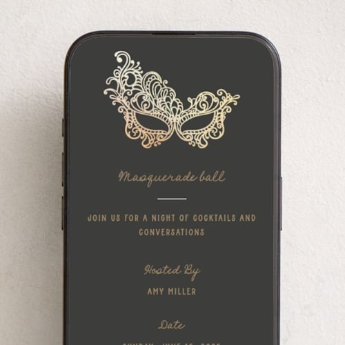 This is a smoke online invitations by Teju Reval called masquerade printing on digital paper in standard