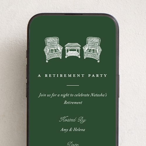 This is a forest online invitations by Becky Nimoy called wicker chairs printing on digital paper in standard