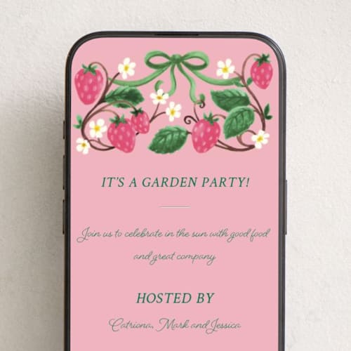 This is a flamingo online invitations by Anna Black called strawberry printing on digital paper in standard