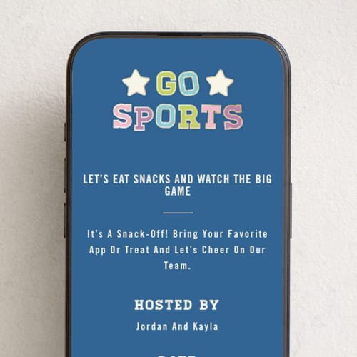 This is a denim online invitations by Rachelle Clarke called go sports printing on digital paper in standard