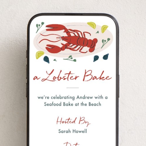 This is a bistro online invitations by Ani Somi called lobster bake printing on digital paper in standard