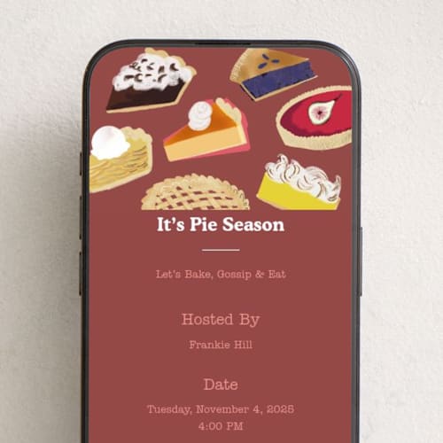This is a cinnamon online invitations by Baumbirdy called pie season printing on digital paper in standard