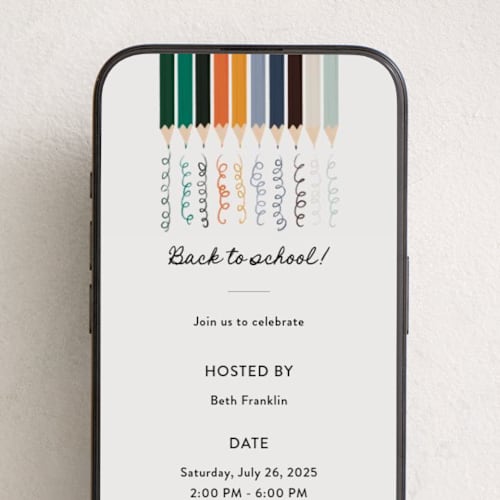 This is a chalkboard online invitations by Gwen Bedat called pencil box printing on digital paper in standard