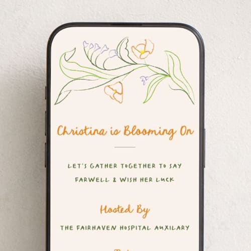 This is a garden online invitations by Kamala Nahas called blooming on printing on digital paper in standard