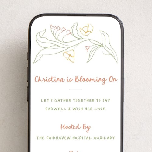 This is a chaparral online invitations by Kamala Nahas called blooming on printing on digital paper in standard