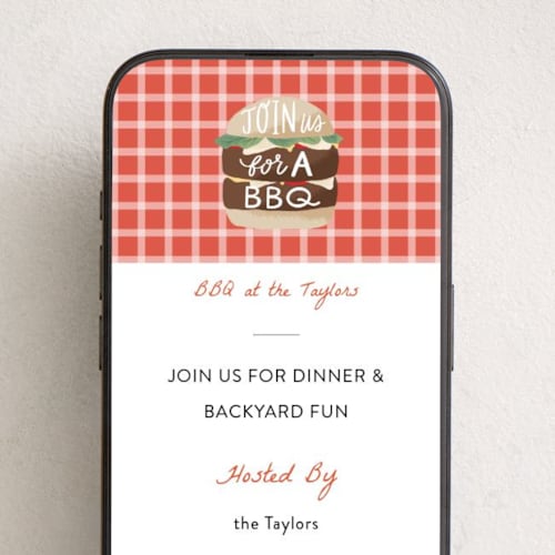 This is a peach online invitations by Alethea and Ruth called bbq burger printing on digital paper in standard
