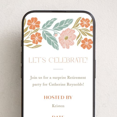 This is a peach online invitations by Brandy Folse called flowers and friends printing on digital paper in standard