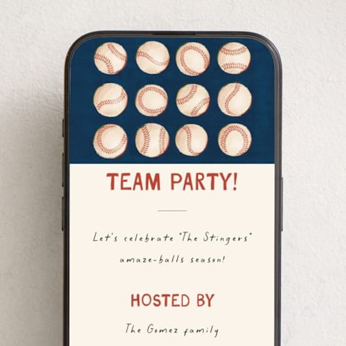 This is a blue jay online invitations by Kamala Nahas called baseball printing on digital paper in standard