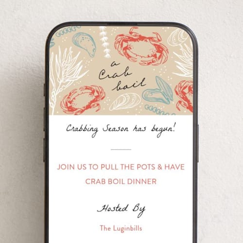 This is a vanilla online invitations by Alethea and Ruth called crab boil printing on digital paper in standard