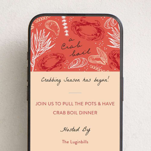 This is a tangerine online invitations by Alethea and Ruth called crab boil printing on digital paper in standard