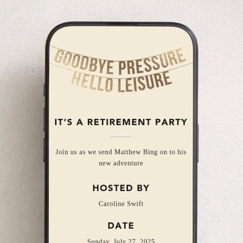 This is a latte online invitations by Creo Study called retirement banner printing on digital paper in standard