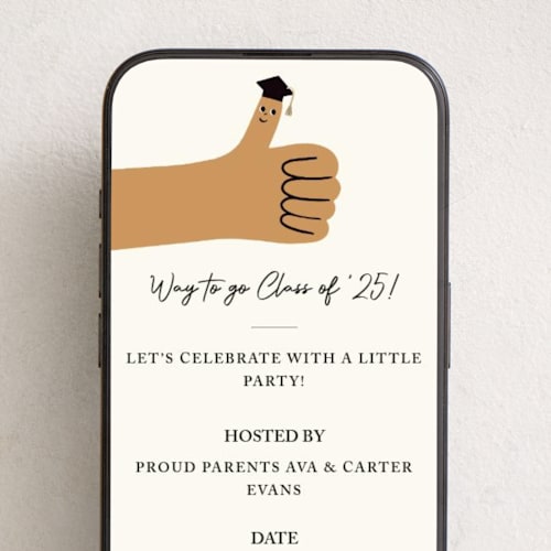 This is a tan online invitations by mo kelley called way to go printing on digital paper in standard
