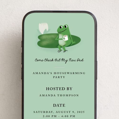 This is a lily pad online invitations by mo kelley called new pad printing on digital paper in standard