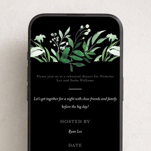 This is a tuxedo online invitations by Leah Bisch called verdure printing on digital paper in standard