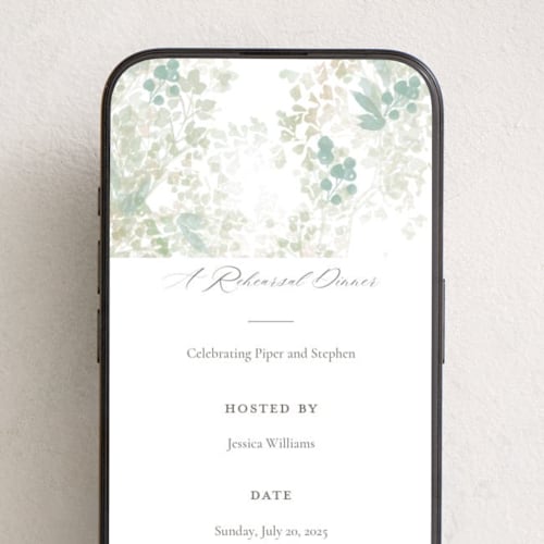This is a linen online invitations by Robert and Stella called greenery swash printing on digital paper in standard
