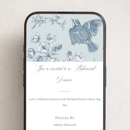 This is a dusty blue online invitations by Jennifer Postorino called empire printing on digital paper in standard