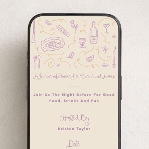 This is a blackberry online invitations by Creo Study called eating and drinking printing on digital paper in standard