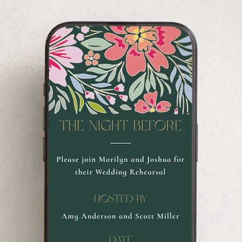 This is a pine online invitations by Stellax Creative called bold flora printing on digital paper in standard