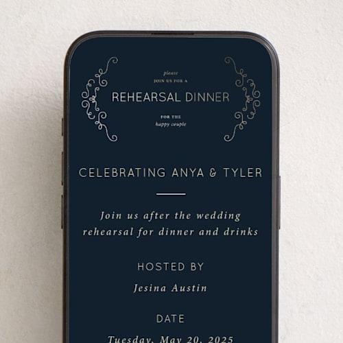 This is a midnight online invitations by Holly Whitcomb called chateau frame printing on digital paper in standard