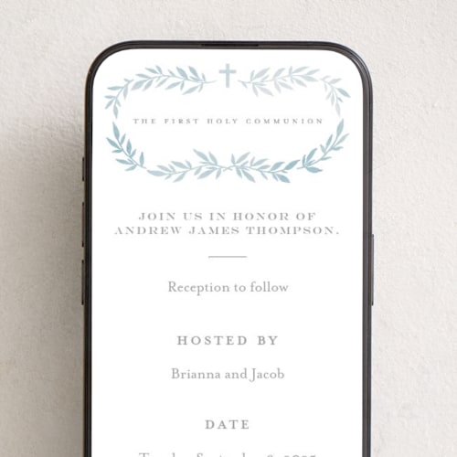 This is a mist online invitations by Everett Paper Goods called simple foliage printing on digital paper in standard