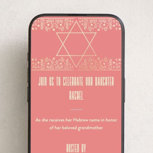 This is a blossom online invitations by Ana de Sousa called jewish star of david printing on digital paper in standard