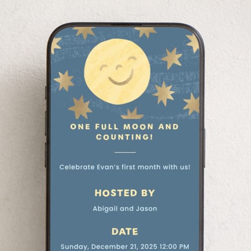 This is a midnight online invitations by Natalie Rae called full moon printing on digital paper in standard