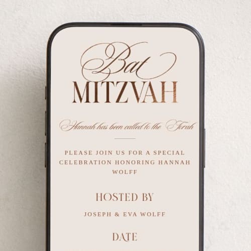 This is a cream online invitations by Stacy Maalouf called bat script printing on digital paper in standard