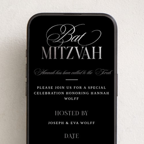 This is a silhouette online invitations by Stacy Maalouf called bat script printing on digital paper in standard
