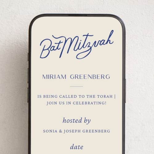 This is a indigo online invitations by Sierra Lee called bat mitzvah printing on digital paper in standard