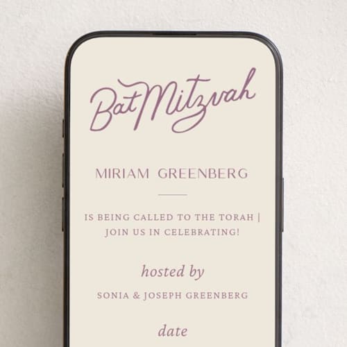 This is a lavender online invitations by Sierra Lee called bat mitzvah printing on digital paper in standard