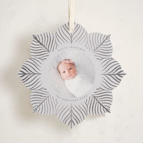 This is a moonlight holiday card ornaments with foil pressed by Claudia Orengo called little flower printing on recycled smooth signature in ornament