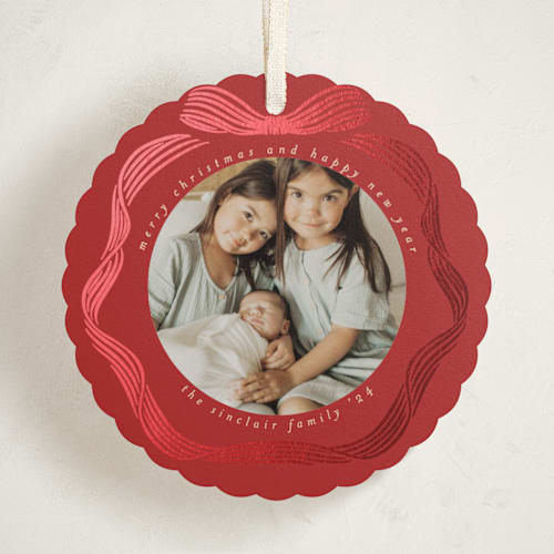This is a peppermint holiday card ornaments with foil pressed by Pati Cascino called natale printing on recycled smooth signature in ornament