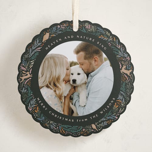 This is a night holiday card ornaments with standard by Creo Study called ornamental sentiment printing on recycled smooth signature in ornament