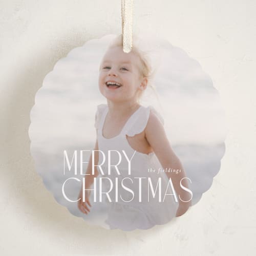 This is a snowflake holiday card ornaments with standard by Jessica Williams called wintertide printing on recycled smooth signature in ornament