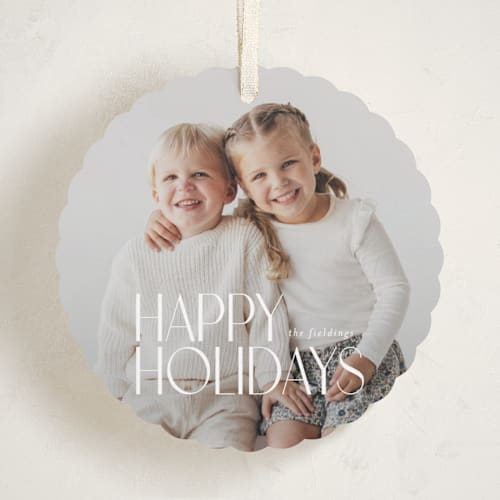 This is a snowflake holiday card ornaments with standard by Jessica Williams called wintertide printing on recycled smooth signature in ornament