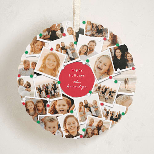 This is a merlot holiday card ornaments with standard by fatfatin called family tree printing on recycled smooth signature in ornament