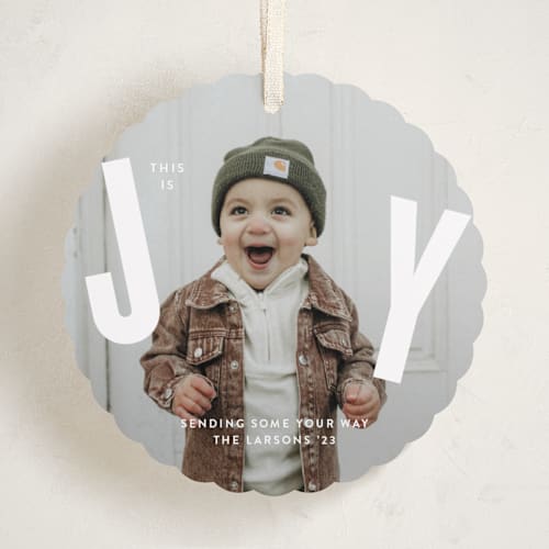 This is a snow holiday card ornaments with standard by Lauren Chism called this printing on recycled smooth signature in ornament