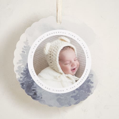This is a coal holiday card ornaments with standard by Yuliya Evseeva called fluffy christmas trees printing on recycled smooth signature in ornament