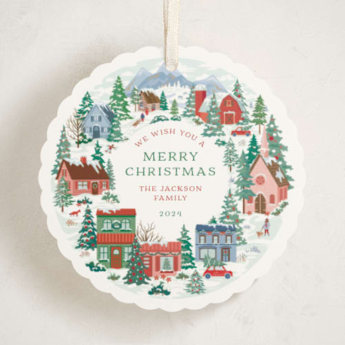 This is a blizzard holiday card ornaments with standard by Paper Sun Studio called all around the town printing on signature in ornament