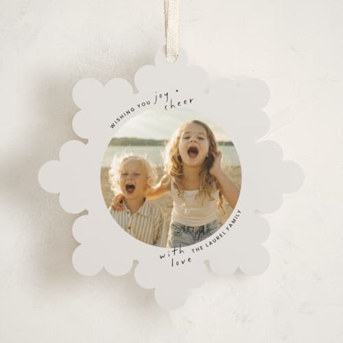 This is a smoke holiday card ornaments with standard by taylorVdesign called joyful square printing on recycled smooth signature in ornament