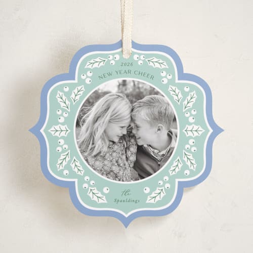 This is a frost holiday card ornaments with standard by Brandy Folse called holly frame printing on recycled smooth signature in ornament
