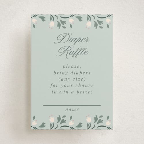 This is a sage baby shower insert cards with standard by Ana de Sousa called little love story printing on signature in standard