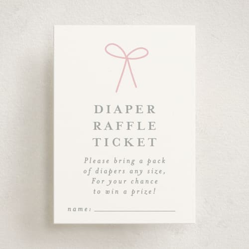 This is a rose baby shower insert cards with standard by Angela Thompson called bow brolly printing on signature in standard