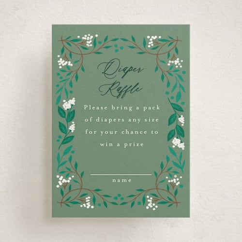 This is a evergreen baby shower insert cards with standard by Alethea and Ruth called illuminated storybook printing on signature in standard