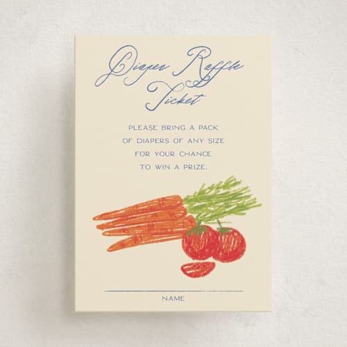 This is a provincial baby shower insert cards with standard by Jenna Holcomb called farmer's market printing on signature in standard